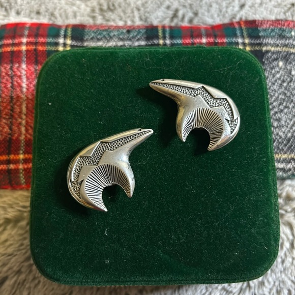 Pair of Vintage Sterling Native American Bear Button Covers
